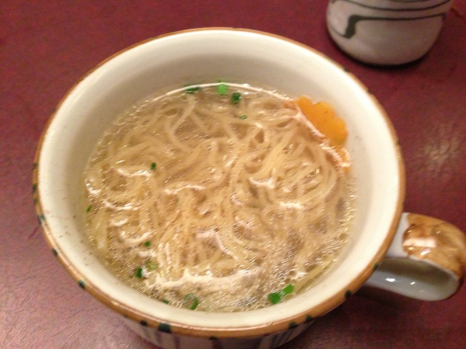 Noodles cooked in the shabu soup
